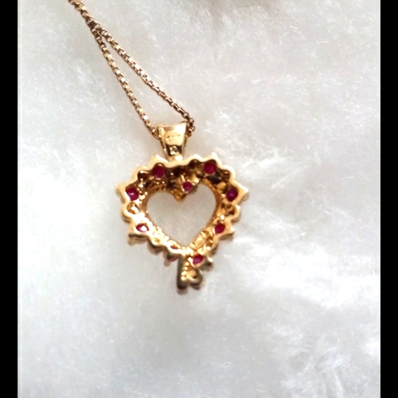 Genuine Ruby (Tested) Heart Pendant w/Chain - Picture 4 of 11